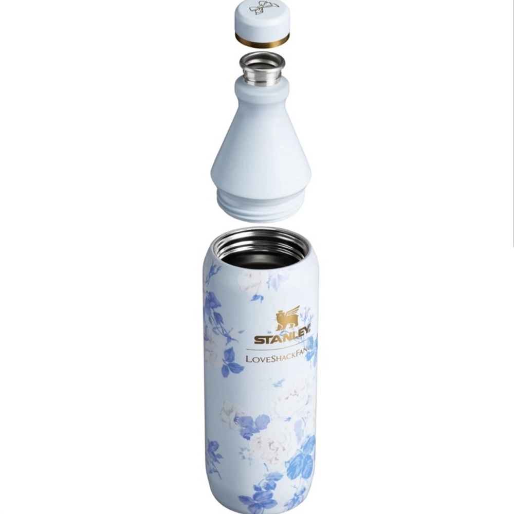 NEW THE STANLEY X LOVESHACKFANCY AIl Day Slim Bottle 20 oz Everblooming Rosettes - Picture 3 of 5